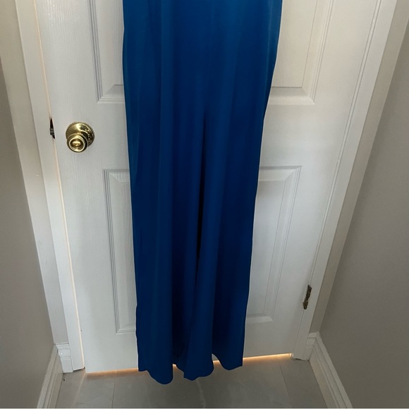 NEW ZARA Blue Flowing Satin Effect Jumpsuit - Picture 10 of 12